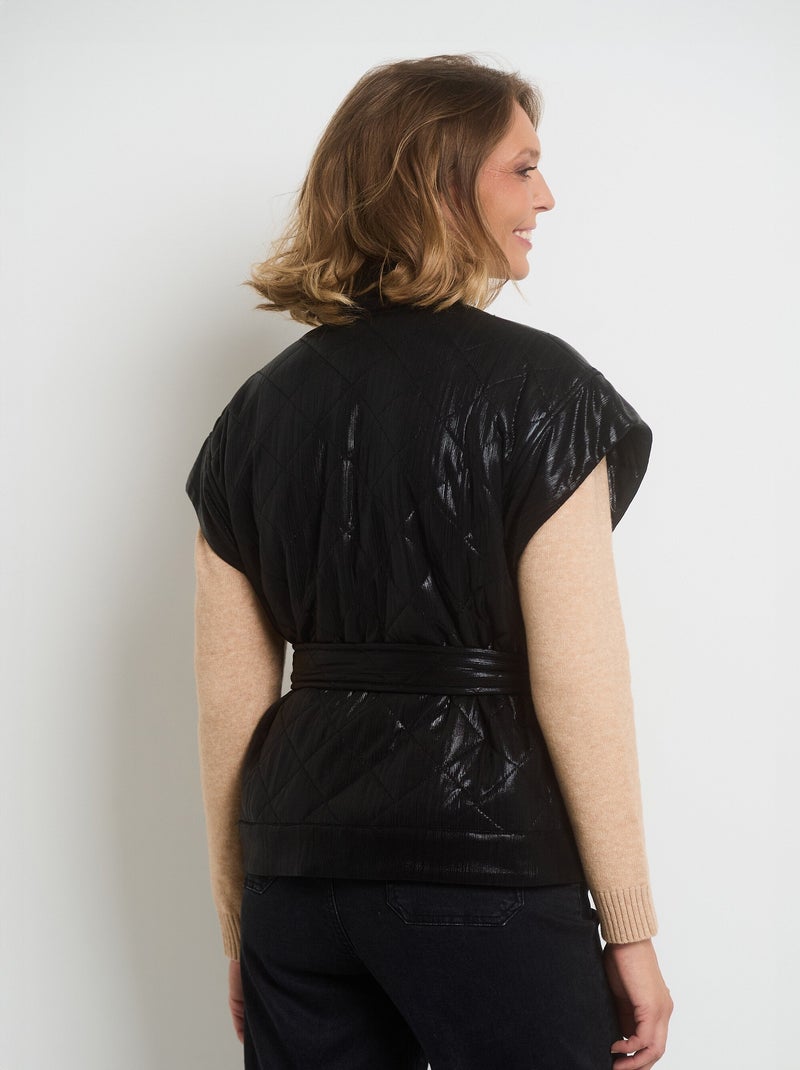 Veste matelassée sans manches ceinturée Noir - Kiabi
