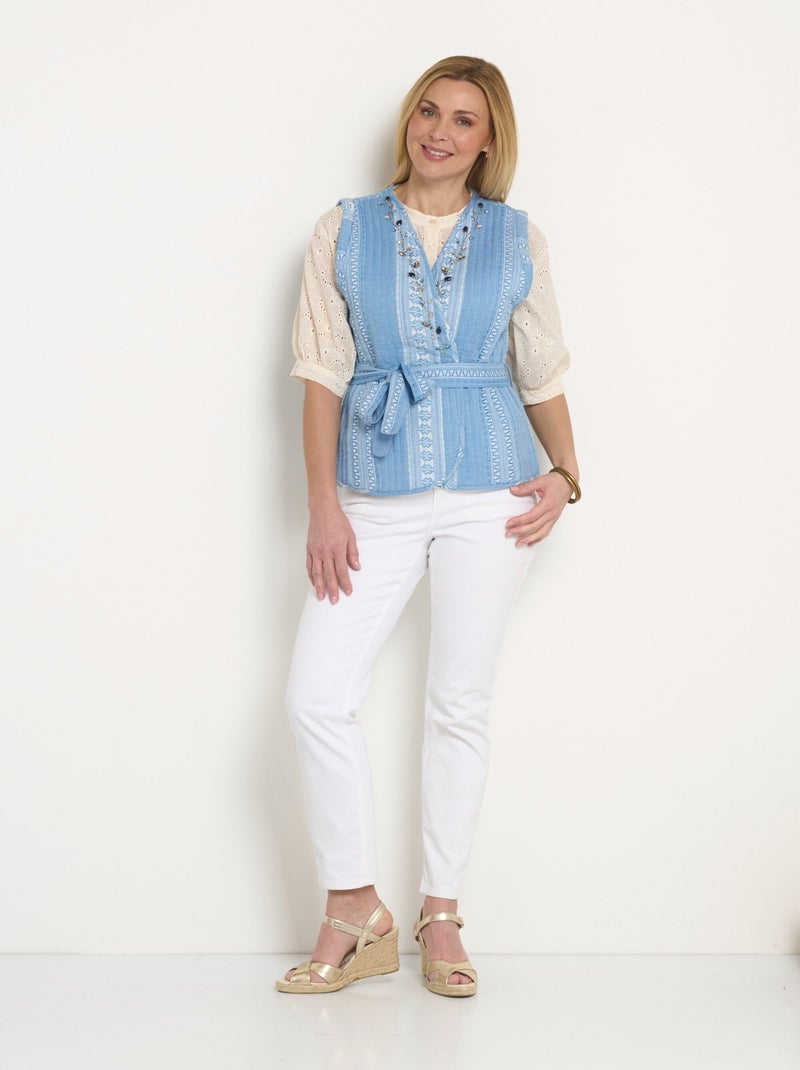 Veste matelassée sans manches détails strass - Afibel Bleu - Kiabi