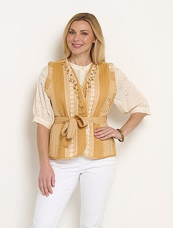 Veste matelassée sans manches détails strass - Afibel