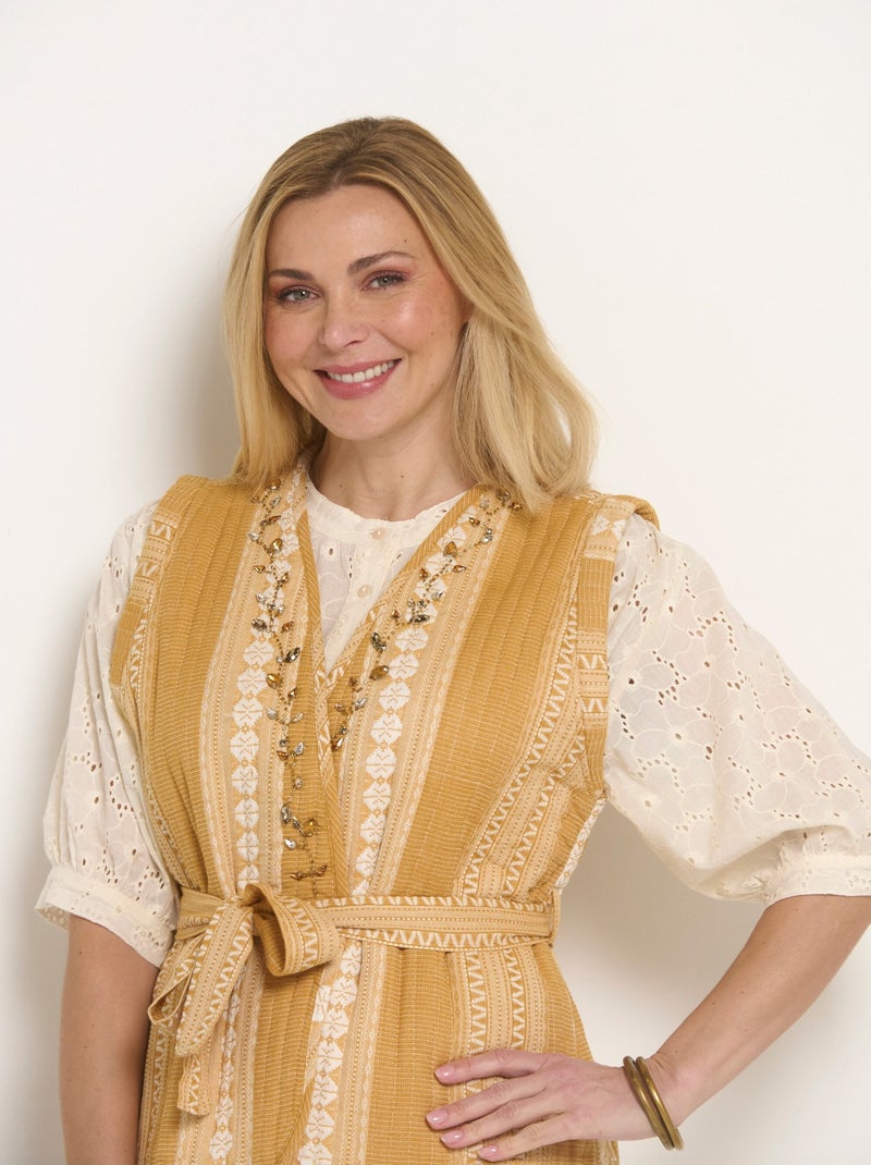 Veste matelassée sans manches détails strass - Afibel Jaune - Kiabi