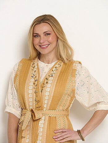 Veste matelassée sans manches détails strass