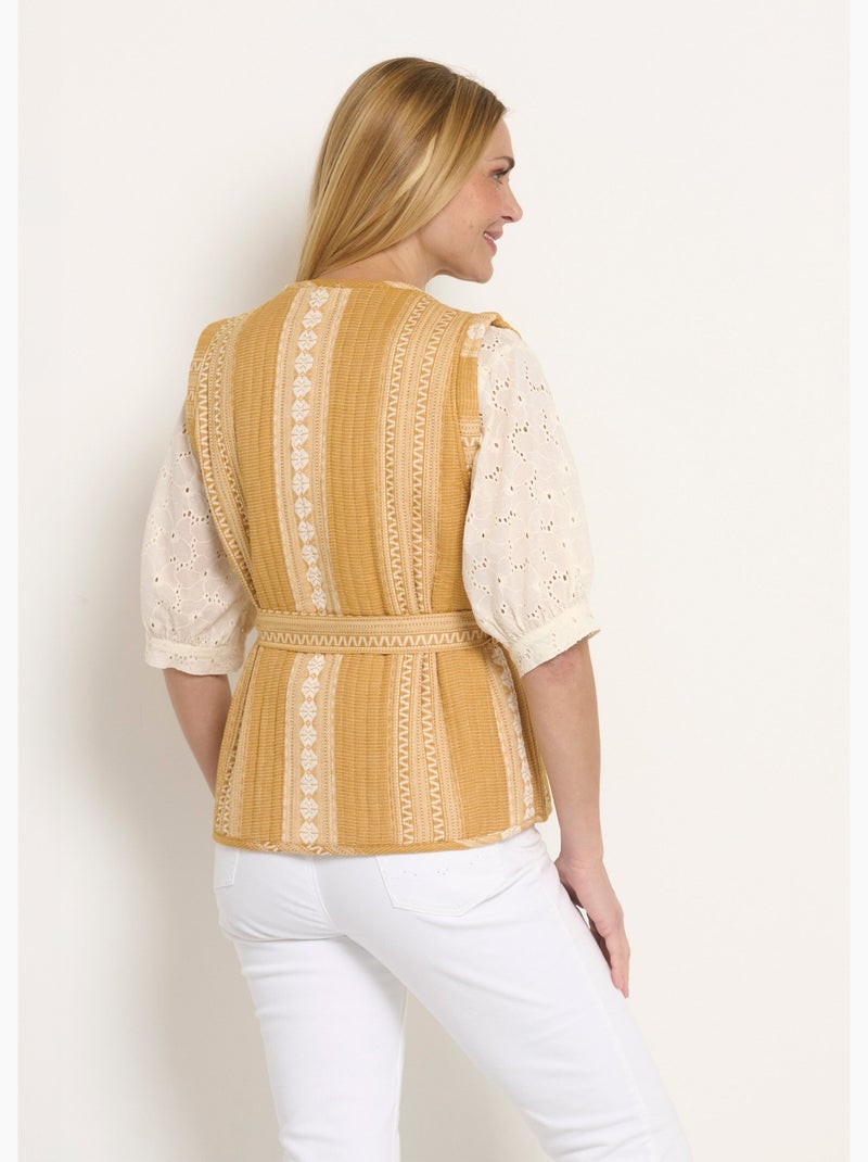 Veste matelassée sans manches détails strass Jaune - Kiabi