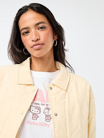 Veste matelassée unie avec col chemise