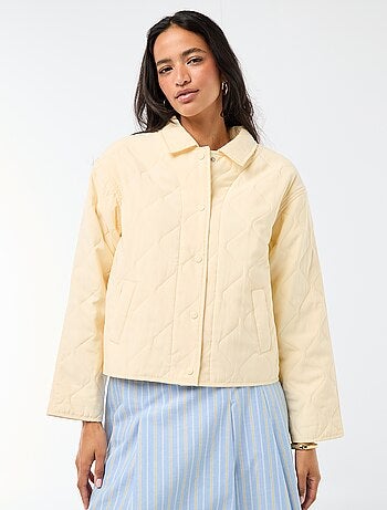 Veste matelassée unie avec col chemise