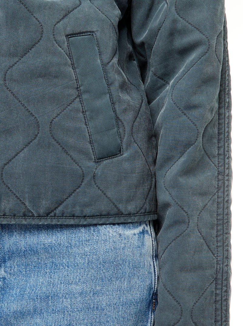 Veste matelassée unie avec col chemise Gris foncé/anthracite - Kiabi