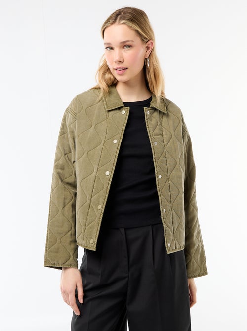 Veste matelassée unie avec col chemise - Kiabi
