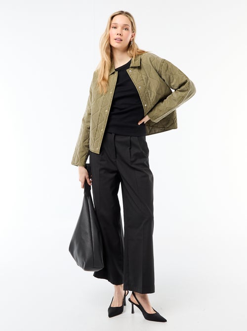 Veste matelassée unie avec col chemise - Kiabi