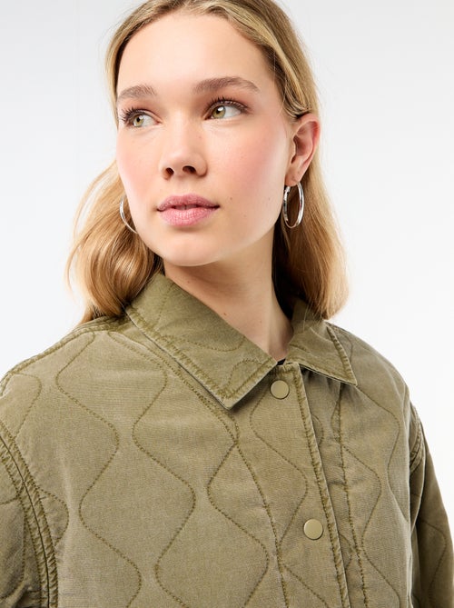 Veste matelassée unie avec col chemise - Kiabi