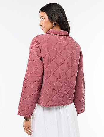 Veste matelassée unie avec col chemise