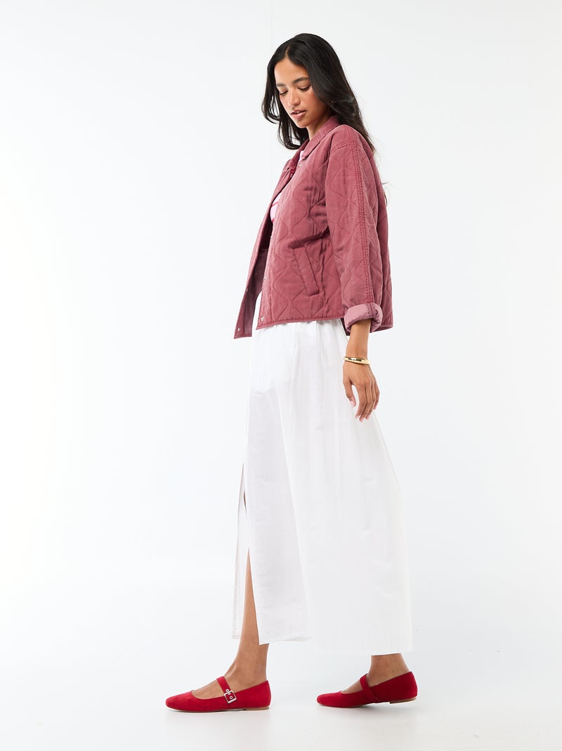 Veste matelassée unie avec col chemise Rouge - Kiabi