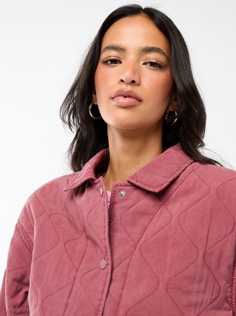 Veste matelassée unie avec col chemise Rouge - Kiabi