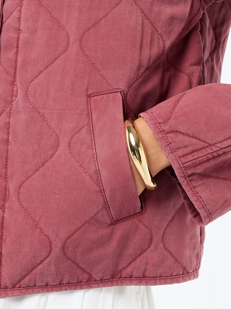 Veste matelassée unie avec col chemise Rouge - Kiabi