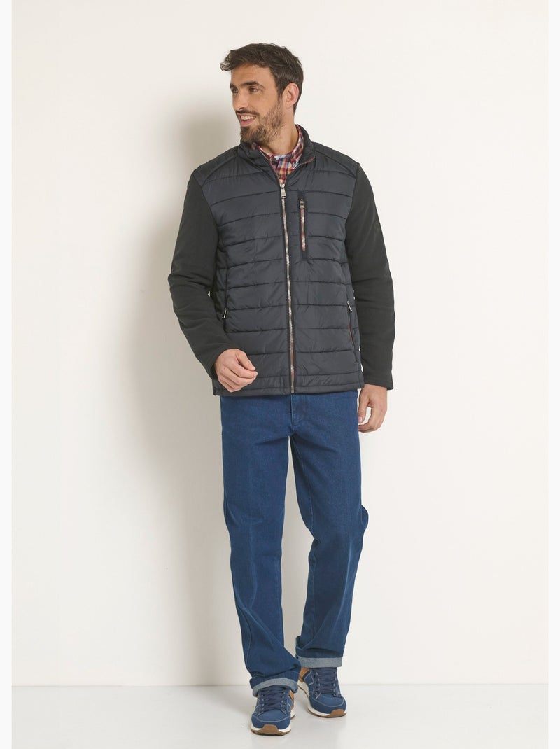Veste matelassée zippée détails polaire - Afibel Noir - Kiabi