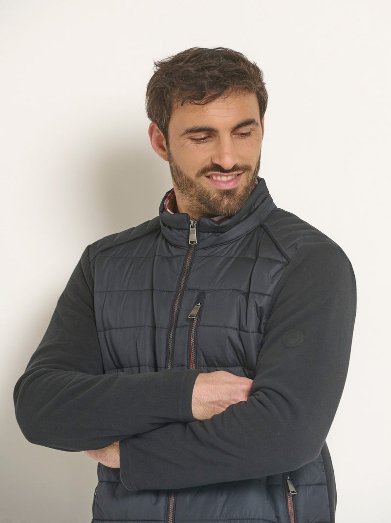 Veste matelassée zippée détails polaire - Afibel Noir - Kiabi