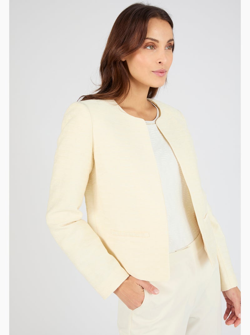 Veste matière reliéfée plissée - Damart Marron - Kiabi