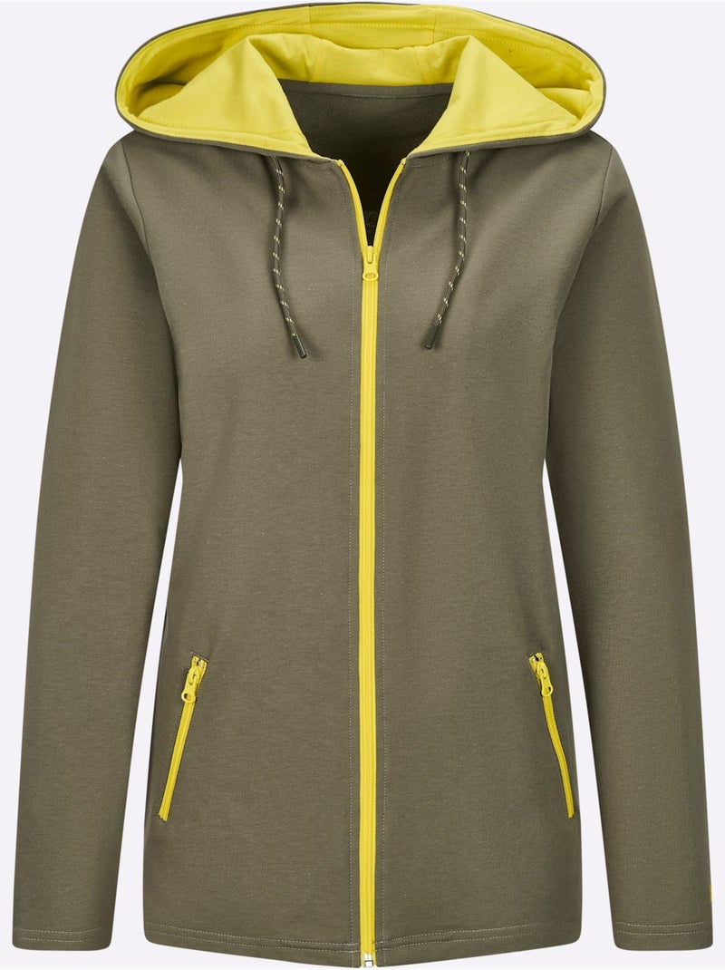 Veste Matière Sweat - Taille Standard - Witt Kaki - Kiabi