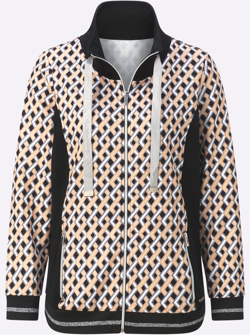 Veste Matière Sweat - Taille Standard - Witt Noir Beige - Kiabi