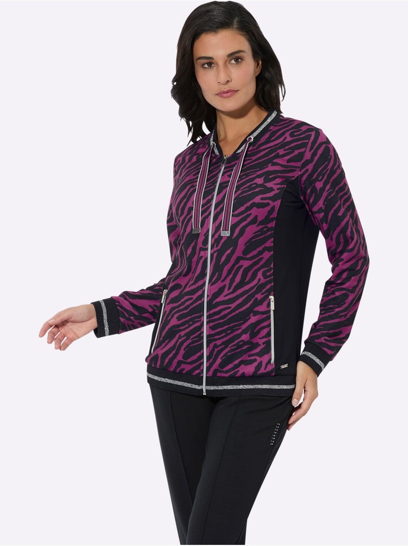 Veste Matière Sweat - Taille Standard - Witt Noir Magenta - Kiabi