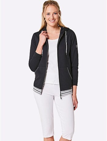 Veste matière sweat en coupe hoodie avec capuche et poches zippées - Taille standard - Witt