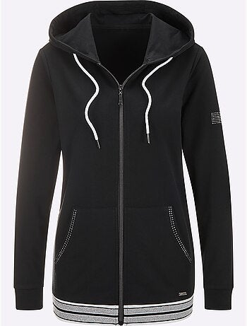 Veste matière sweat en coupe hoodie avec capuche et poches zippées - Taille standard - Witt