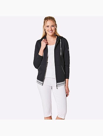 Veste matière sweat en coupe hoodie avec capuche et poches zippées - Taille standard - Witt