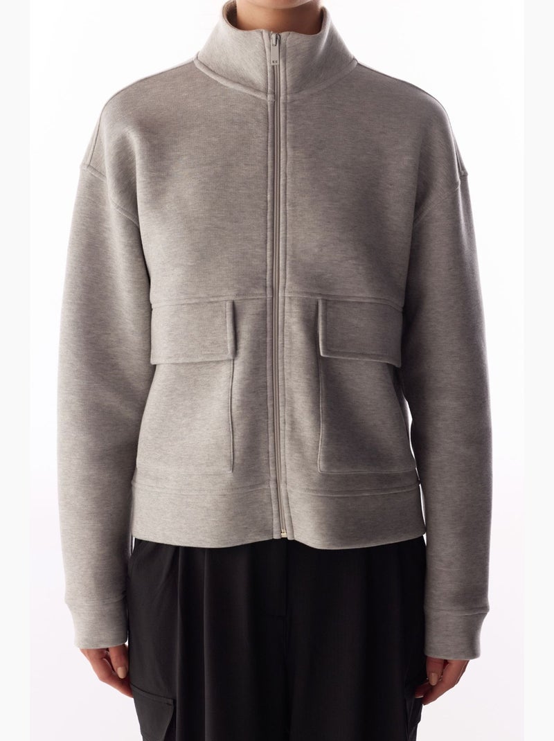 Veste mel en scuba avec détail de poche et manches longues penti Gris clair - Kiabi