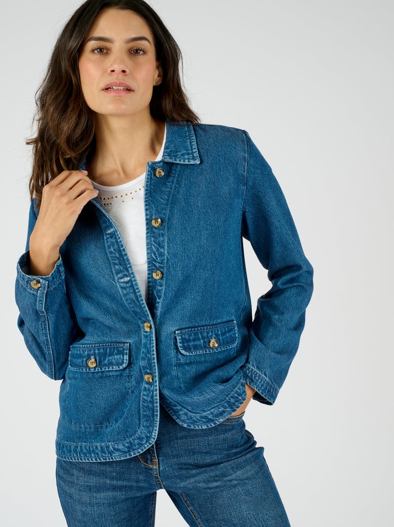 Veste mélange fibres Lyocell Tencel(TM) et fibres viscose Lenzing(TM) EcoVero(TM) - Damart Bleu - Kiabi