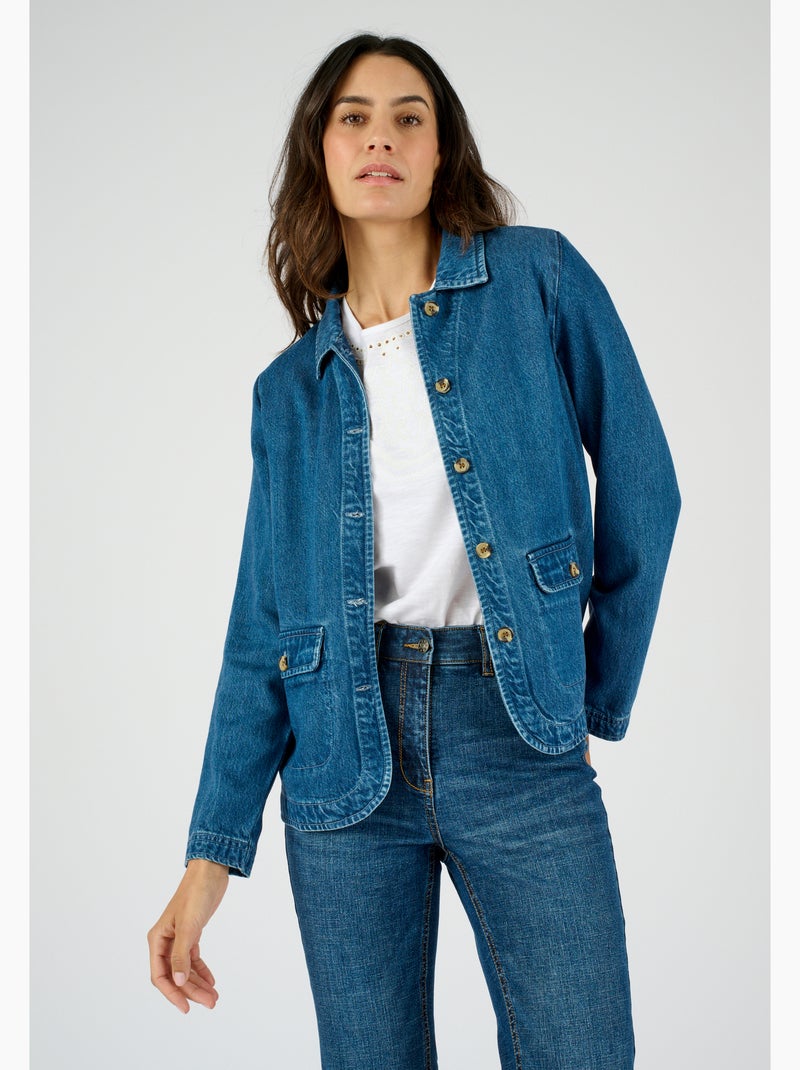 Veste mélange lyocell tencel(tm) et viscose - damart Bleu denim - Kiabi