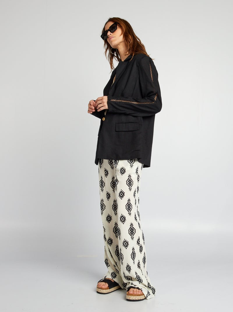 Veste mi longue avec manches ajourées noir - Kiabi