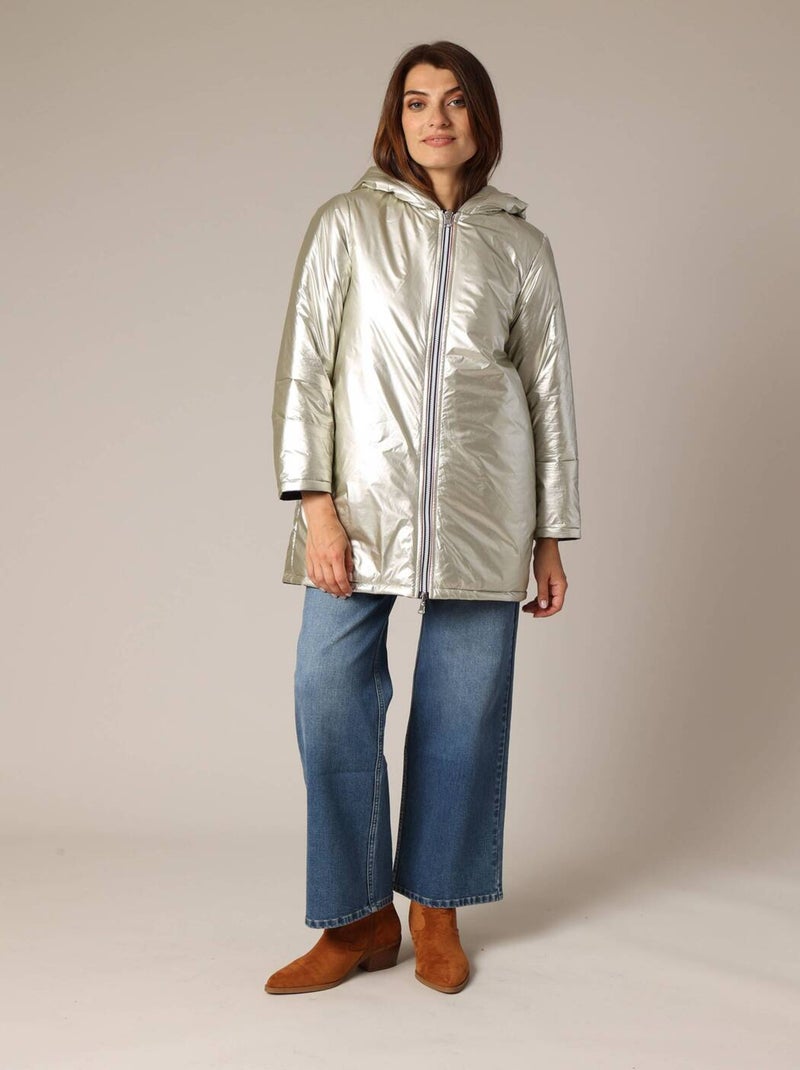 Veste mi-longue réversible 'Deeluxe' Bleu marine - Kiabi