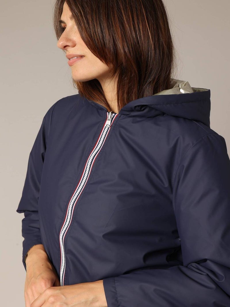 Veste mi-longue réversible 'Deeluxe' Bleu marine - Kiabi