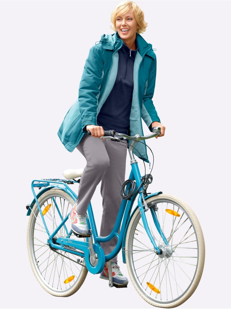 Veste microfibre à capuche amovible avec col montant et poches - taille standard - moda vilona Bleu lagon - Kiabi