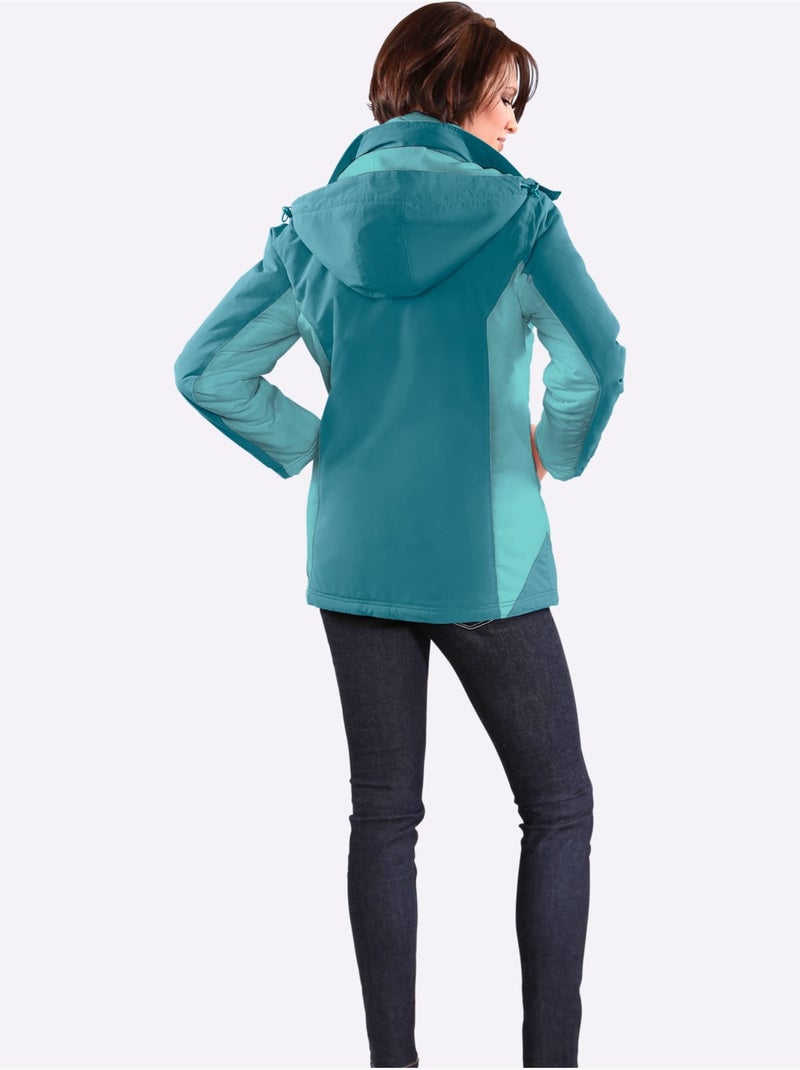 Veste microfibre à capuche amovible avec col montant et poches - taille standard - moda vilona Bleu lagon - Kiabi