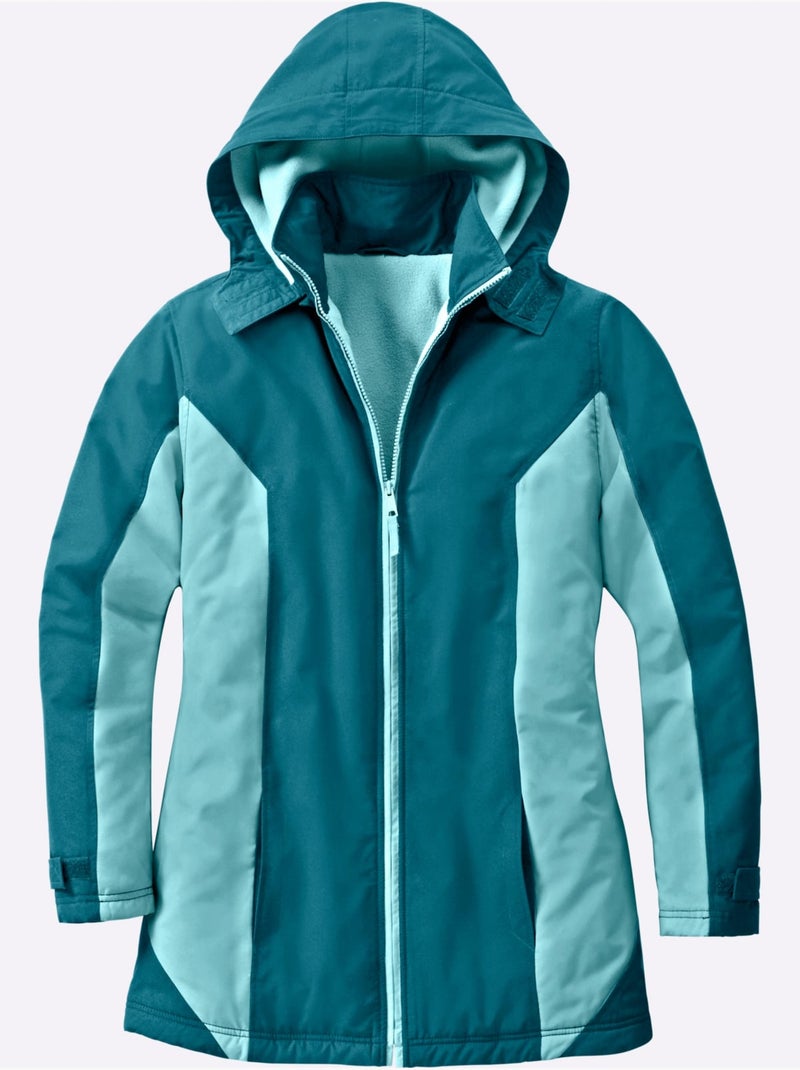 Veste microfibre à capuche amovible avec col montant et poches - taille standard - moda vilona Bleu lagon - Kiabi