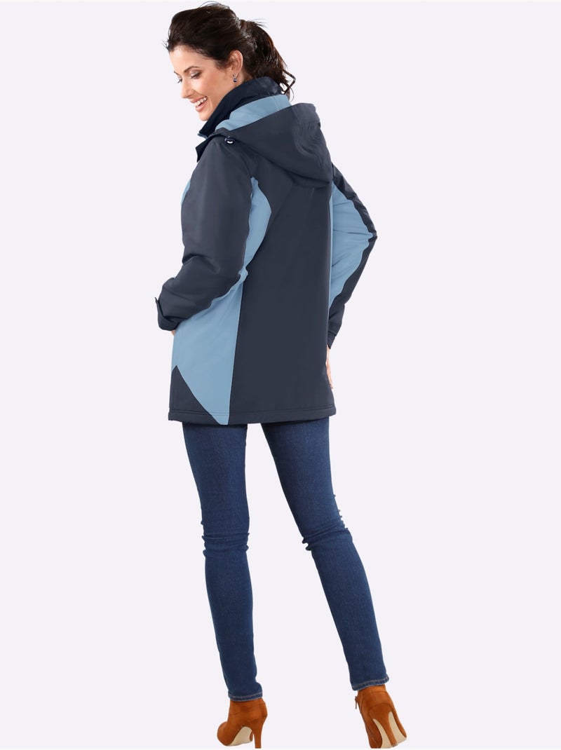 Veste microfibre à col montant avec capuche amovible et poches - taille standard - moda vilona Bleu Bleu marine - Kiabi