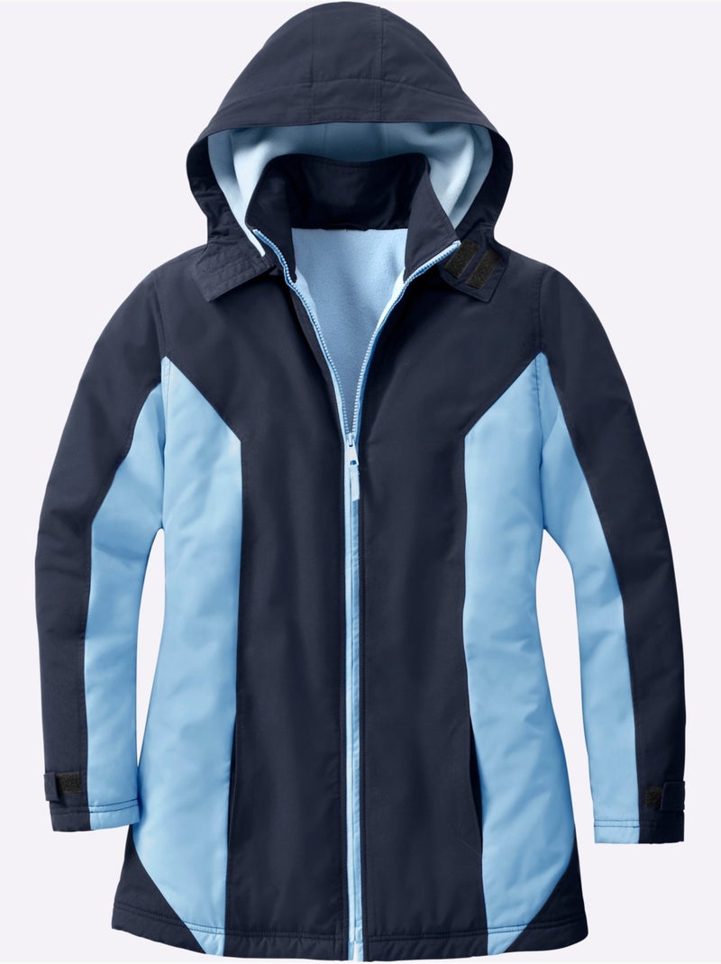 Veste microfibre à col montant avec capuche amovible et poches - taille standard - moda vilona Bleu Bleu marine - Kiabi