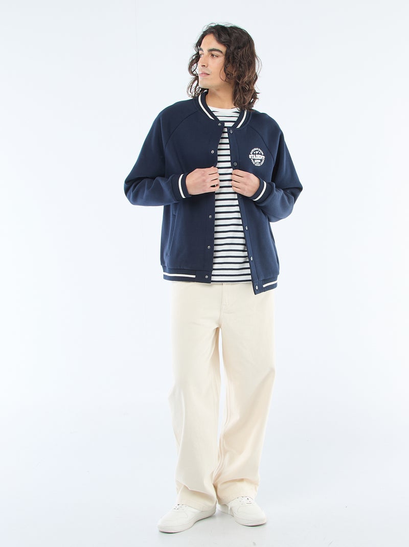 Veste molletonnée style américain Bleu marine - Kiabi