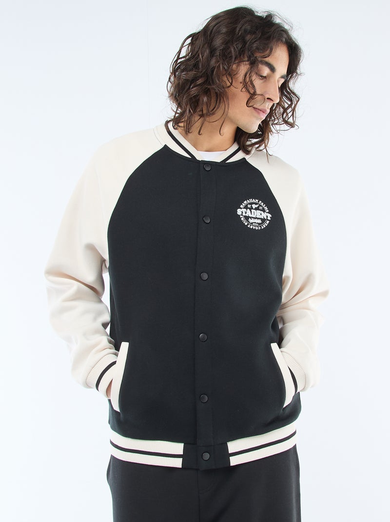 Veste molletonnée style américain Noir/blanc - Kiabi