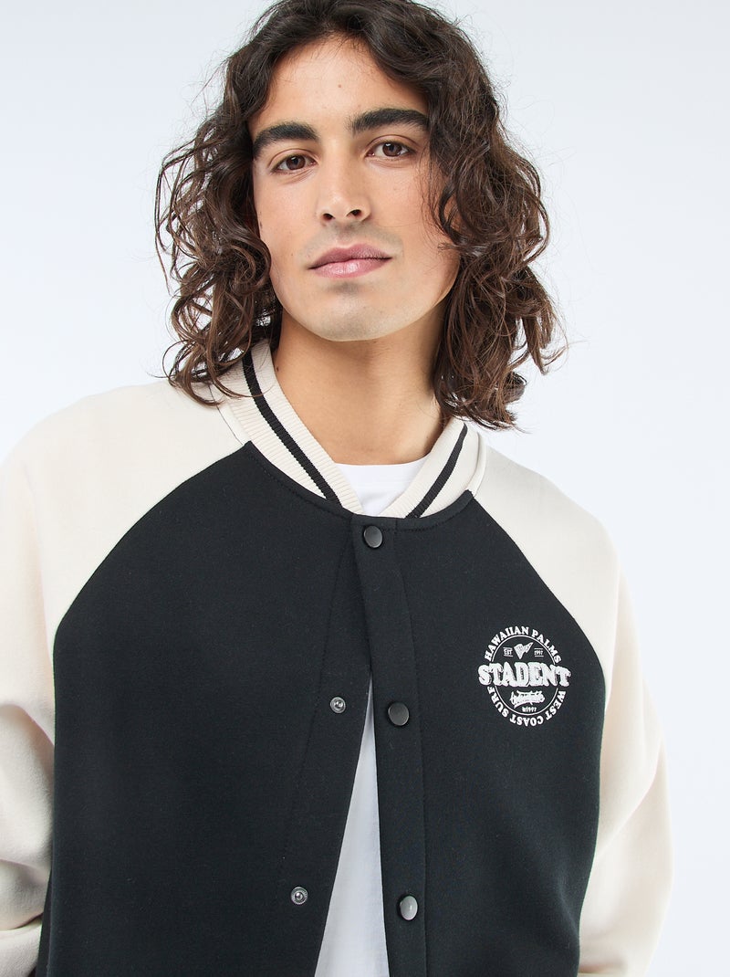 Veste molletonnée style américain Noir/blanc - Kiabi
