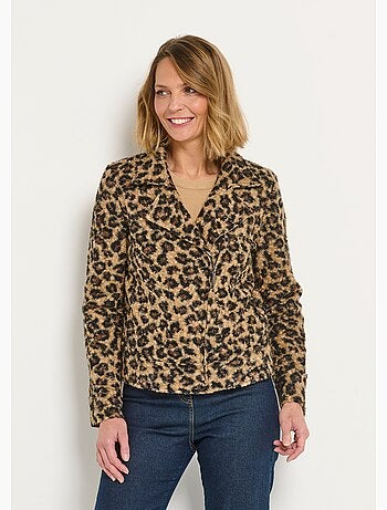 Veste motard léopard aspect laineux - AFIBEL