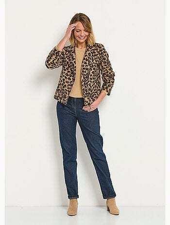 Veste motard léopard aspect laineux - AFIBEL