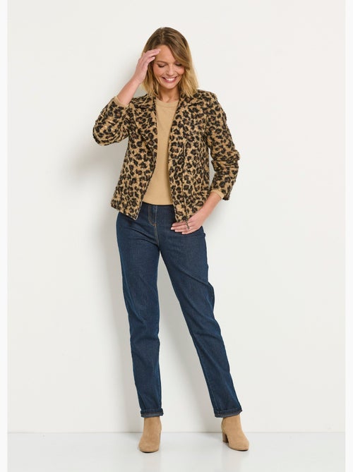 Veste motard léopard aspect laineux - AFIBEL - Kiabi