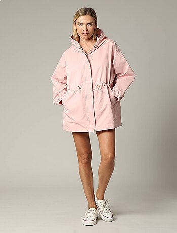 Veste oversize à col rond en toile enduite avec poignets élastiqués 'Deeluxe'