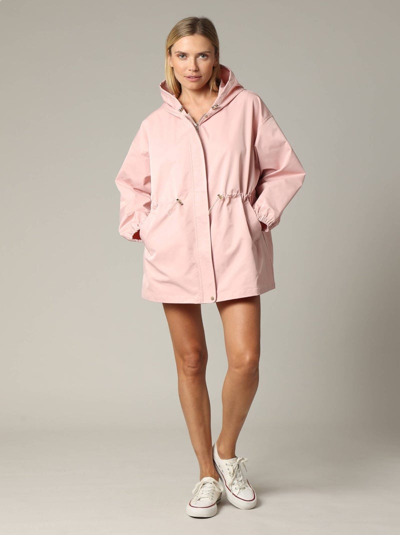 Veste oversize à col rond en toile enduite avec poignets élastiqués 'Deeluxe' Rose clair - Kiabi