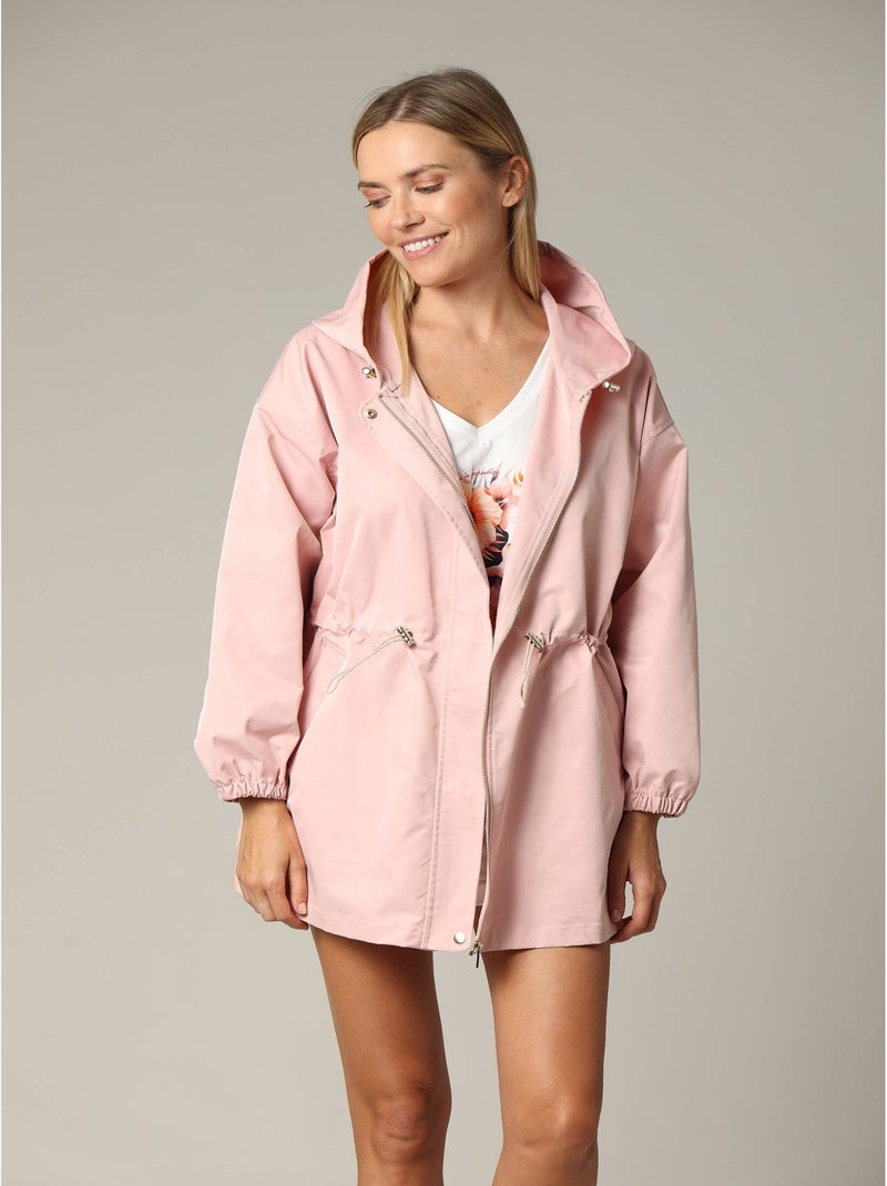 Veste oversize à col rond en toile enduite avec poignets élastiqués 'Deeluxe' Rose clair - Kiabi