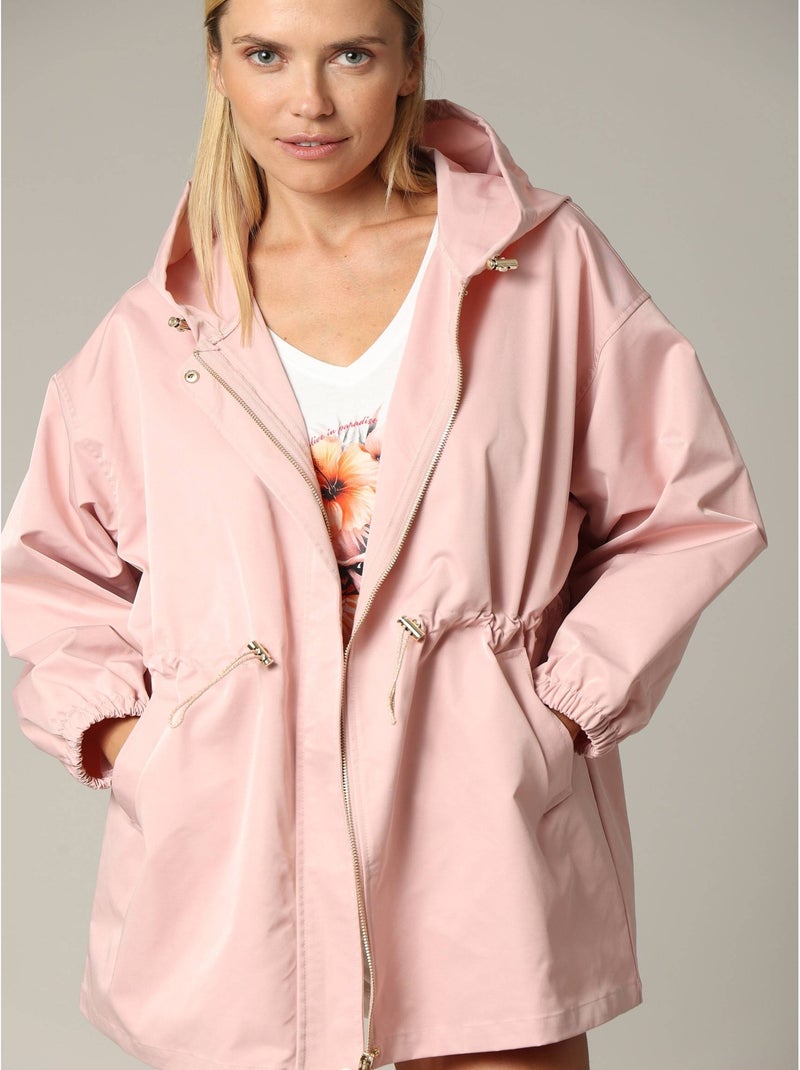 Veste oversize à col rond en toile enduite avec poignets élastiqués 'Deeluxe' Rose clair - Kiabi