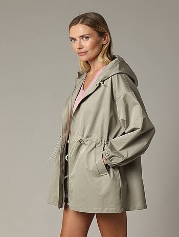 Veste oversize à col rond en toile enduite avec poignets élastiqués 'Deeluxe'