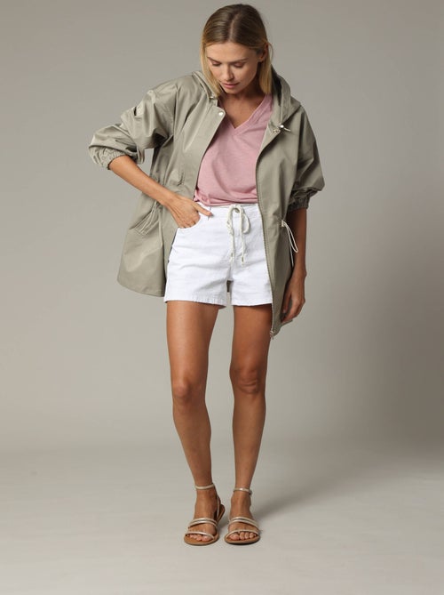 Veste oversize à col rond en toile enduite avec poignets élastiqués 'Deeluxe' - Kiabi