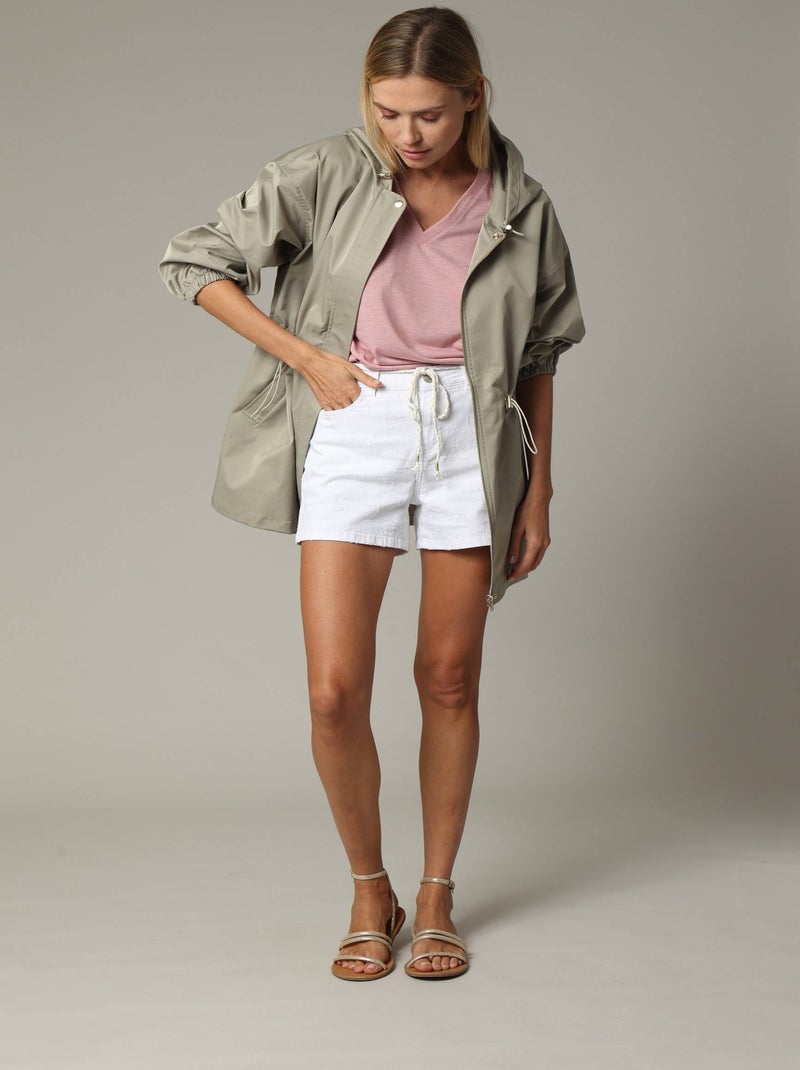 Veste oversize à col rond en toile enduite avec poignets élastiqués 'Deeluxe' Vert tilleul - Kiabi