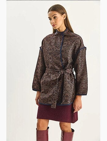 Veste oversize à motif jacquard et fermeture à boucle lucci